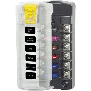 Blue Sea 5035 Fuse Block Six  Circuit Independent W/cover