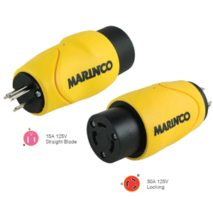Marinco Straight Adapter 15amp Straight Male To 30 Amp