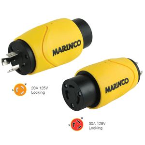 Marinco Straight Adapter 20amp Locking Male To 30amp Locking