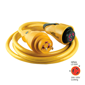 Marinco Cs30-12 Eel Shorepower Cordset 30a 125v 12' Yellow