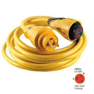 Marinco Cs30-50 Eel Shorepower Cordset 30a 125v 50' Yellow