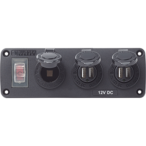 Blue Sea 4365 Accessory Panel 12v Socket & 2x Dual Usb