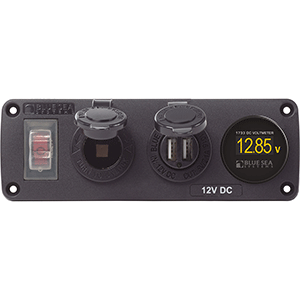 Blue Sea 4366 Accessory Panel 12v Socket, Dual Usb &