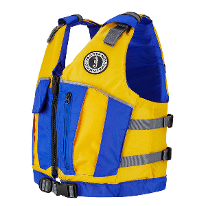 Mustang Youth Reflex Foam Vest 55-88 Lbs Yellow-royal Blue