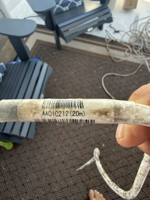 Simrad radar cable full length showing clean cut end