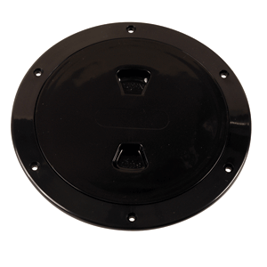 Beckson 6" Smooth Center Screw Out Deck Plate Black 6.5" Cut
