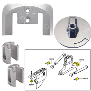 Tecnoseal Anode Kit Merc Bravo 2 3 W/ Hardware Zinc Polybag
