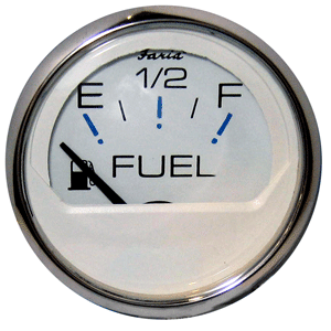 Faria Chesapeake White Ss 2" Fuel Level Gauge (e-1/2-f)