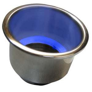 Whitecap Flush Mount Cupholder With Blue Led Light Ss