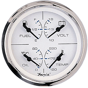 Faria Chesapeake White Ss 4" Multifunction Fuel Oil Water