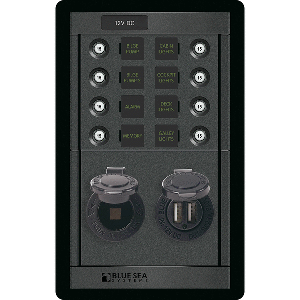 Blue Sea 1498 360 Panel 12v 8 Pos Clb Dual Usb