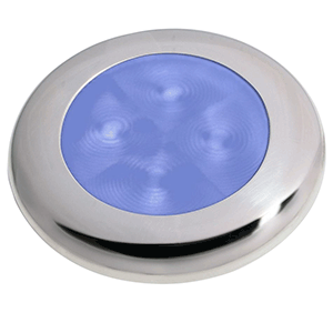 Hella 24v Polished Ss Rim Blue Led Courtesy Lamp