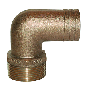 Groco 1 1/4" Npt-90 X 1 1/8" Id Hose Barb Std Flow Elbow