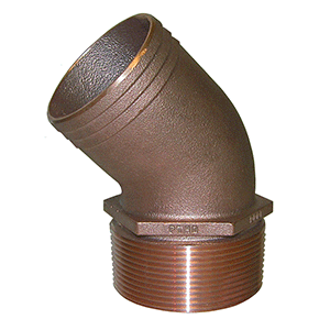 Groco 2 1/2" Npt-45 X 2 1/2" Hose Barb Standard Flow Elbow