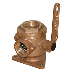 Groco 3" Safety Seacock & Adaptor With 2 1/2" Side Port