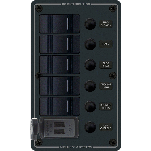Blue Sea 8521 Waterproof Panel Cb 12v 5 Pos Plus Dual Usb
