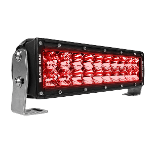 Black Oak 10" Predator Red Led Double Row Light Bar