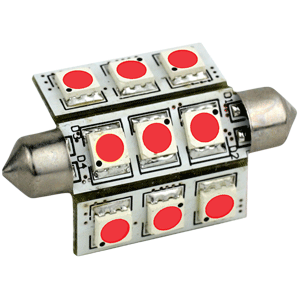 Lunasea Red Led Bulb 42mm Festoon 9 Led 10-30v Dc